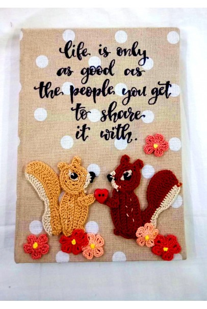 Diary with Crochet Embellished Sqirrels